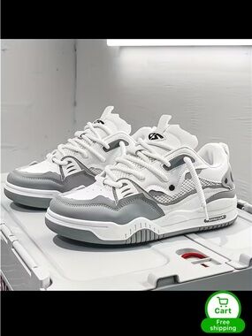 Men's Trendy Street Style Skate Shoes, Comfy Non Slip Casual Lace Up Soft Sole